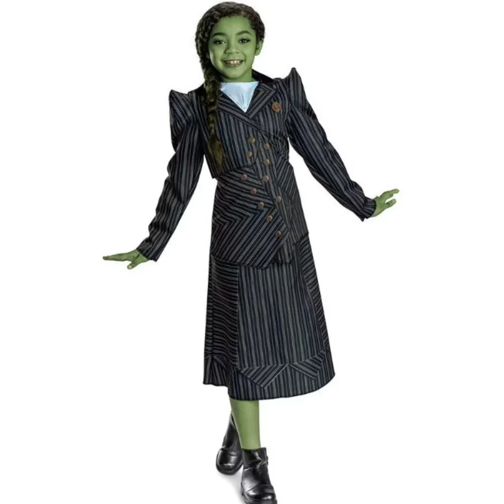 Wicked Elphaba Shiz Halloween Costume 10/12 Dress & Pin Musical Movie Girls
